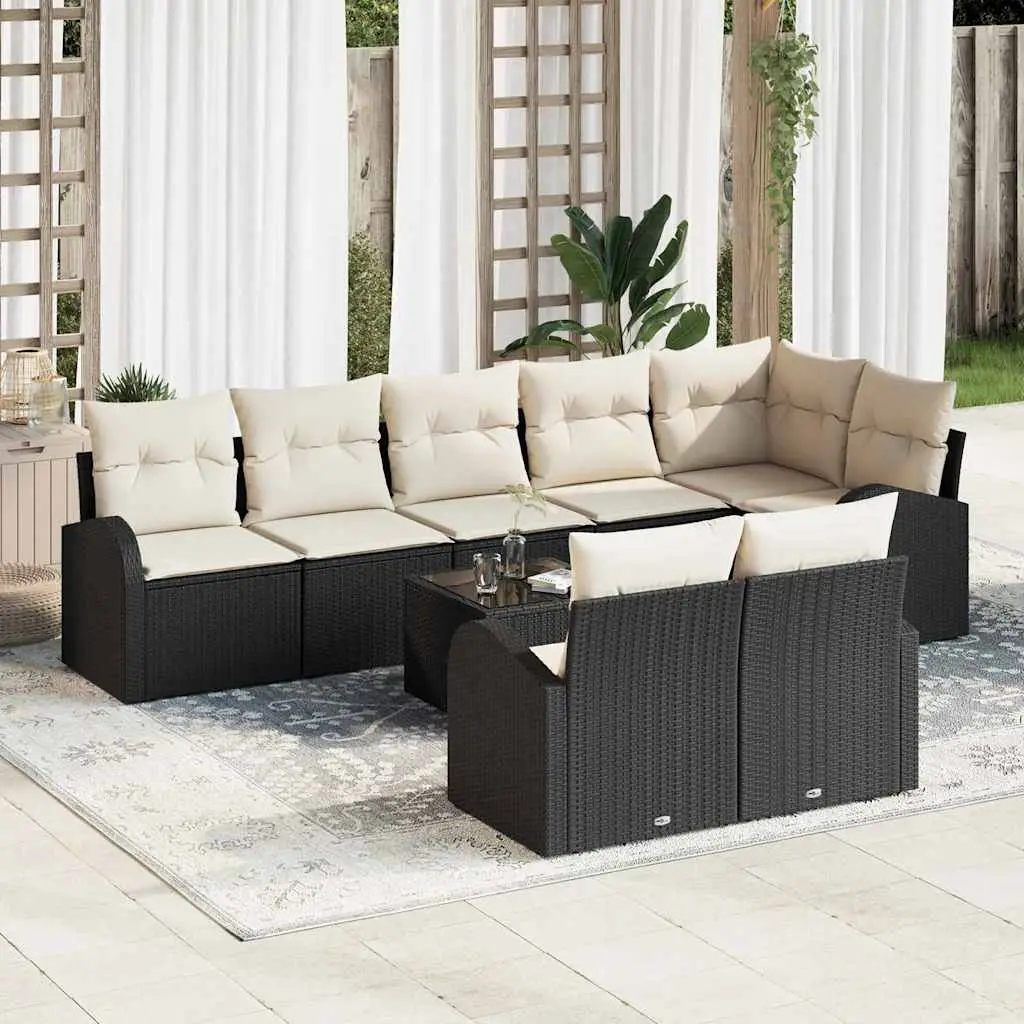 Ensemble Canapés 8 pcs Polyrotin – Design Contemporain & Assise Confortable – Noir Crème – ComfortXL Outdoor Living