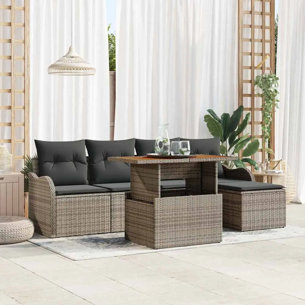 Ensemble Canapé Extérieur 6 Éléments Polyrotin – Coffres Intégrés & Coussins Doux – Gris – ComfortXL Outdoor Living