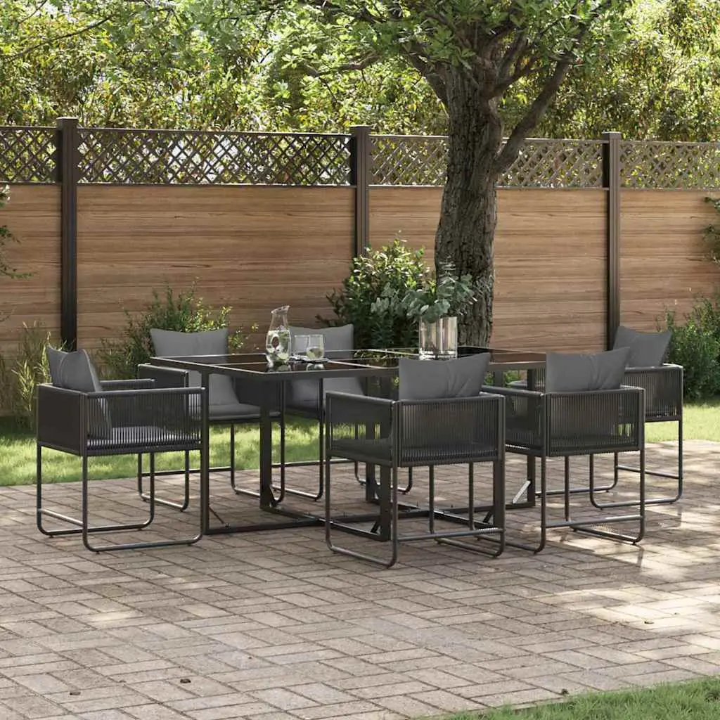 Ensemble de salle à manger pour jardin 7 pcs Noir Acier vidaXL 3335874