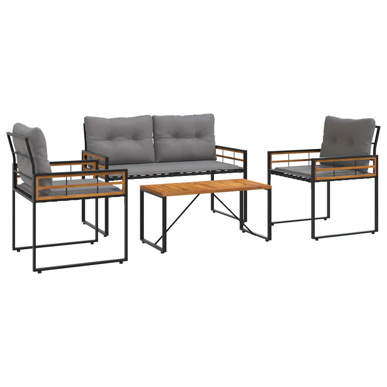 Ensemble de meubles d’extérieur avec coussin 4 pcs | Mobilier d’extérieur Gris clair Maison Chic