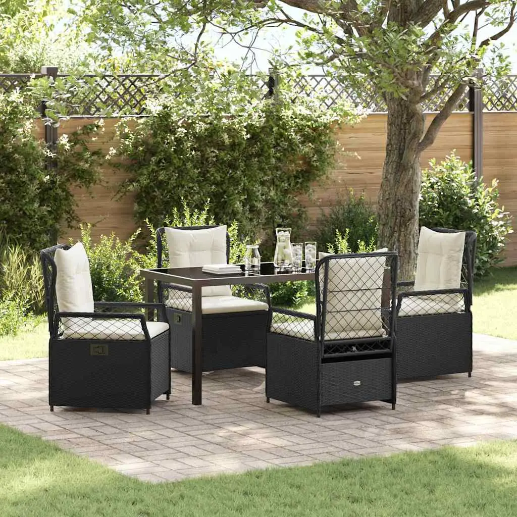Ensemble de repas extérieur 4 personnes avec chaises confort réglable Noir – ComfortXL Outdoor Living