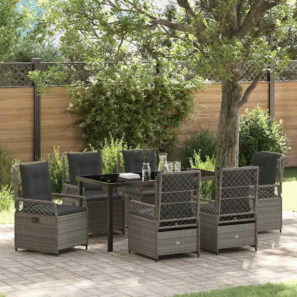 Ensemble de salle à manger pour jardin 7 pcs Gris polyrotin vidaXL 3380999