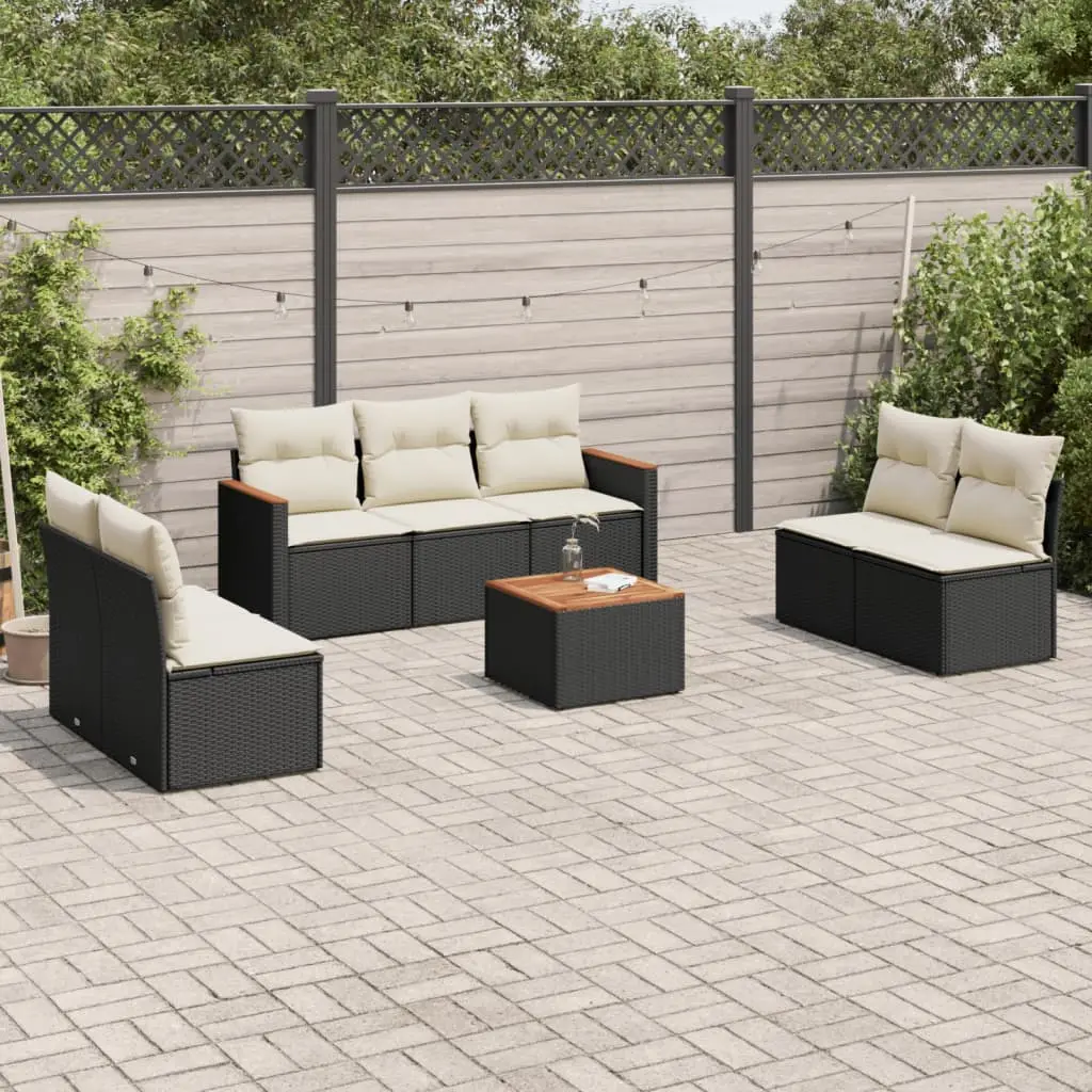 Ensemble de Jardin 8 Pièces Résine Tressée Modulable avec Rangement pour Terrasse Noir – ComfortXL Outdoor Living