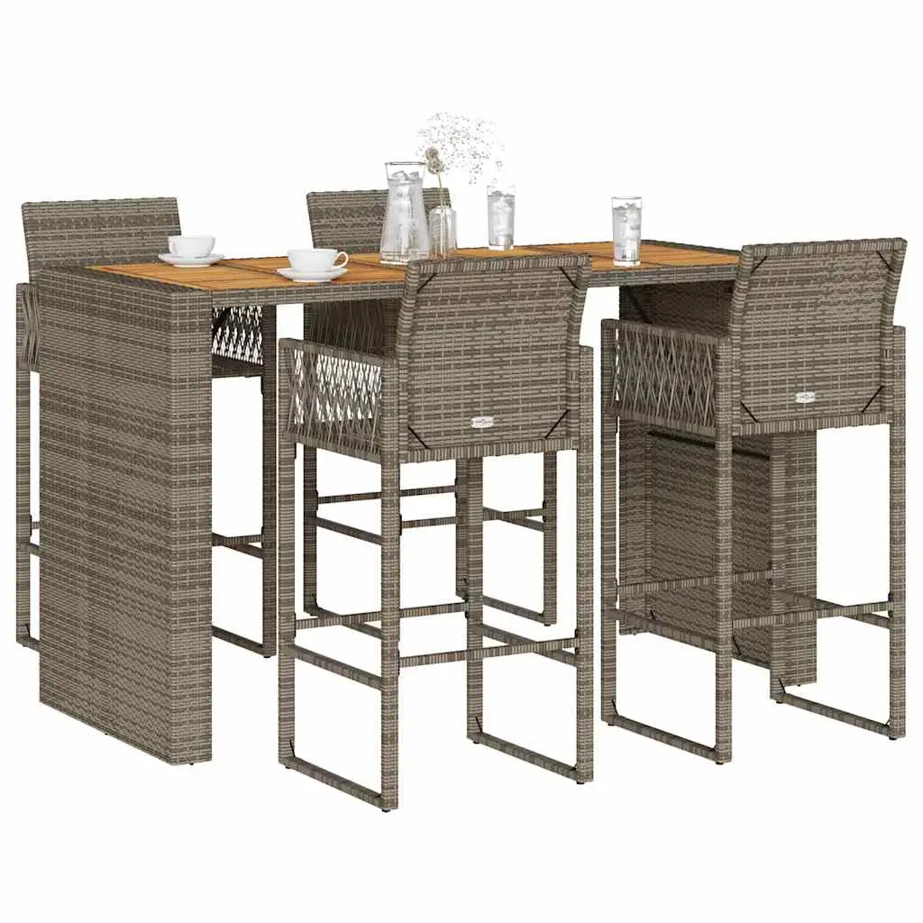Ensemble de bar de jardin 5 pcs sans coussins gris poly rotin vidaXL 3328893