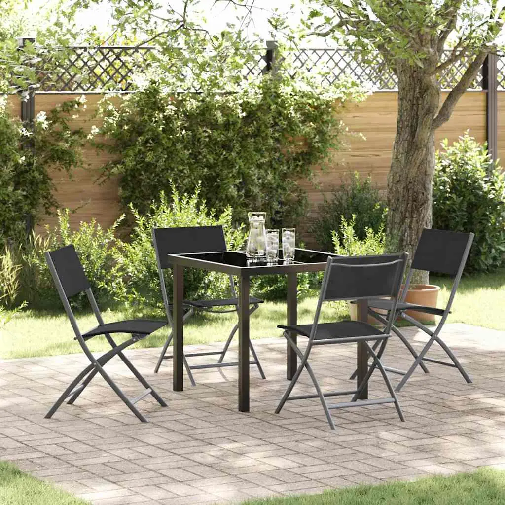 Ensemble de salle à manger pour jardin 5 pcs Noir vidaXL 3379374