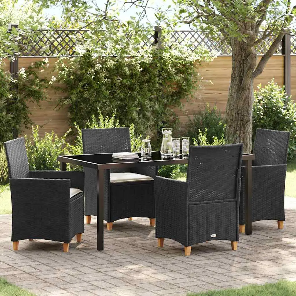 Ensemble de salle à manger pour jardin 5 pcs Noir polyrotin vidaXL 3381068