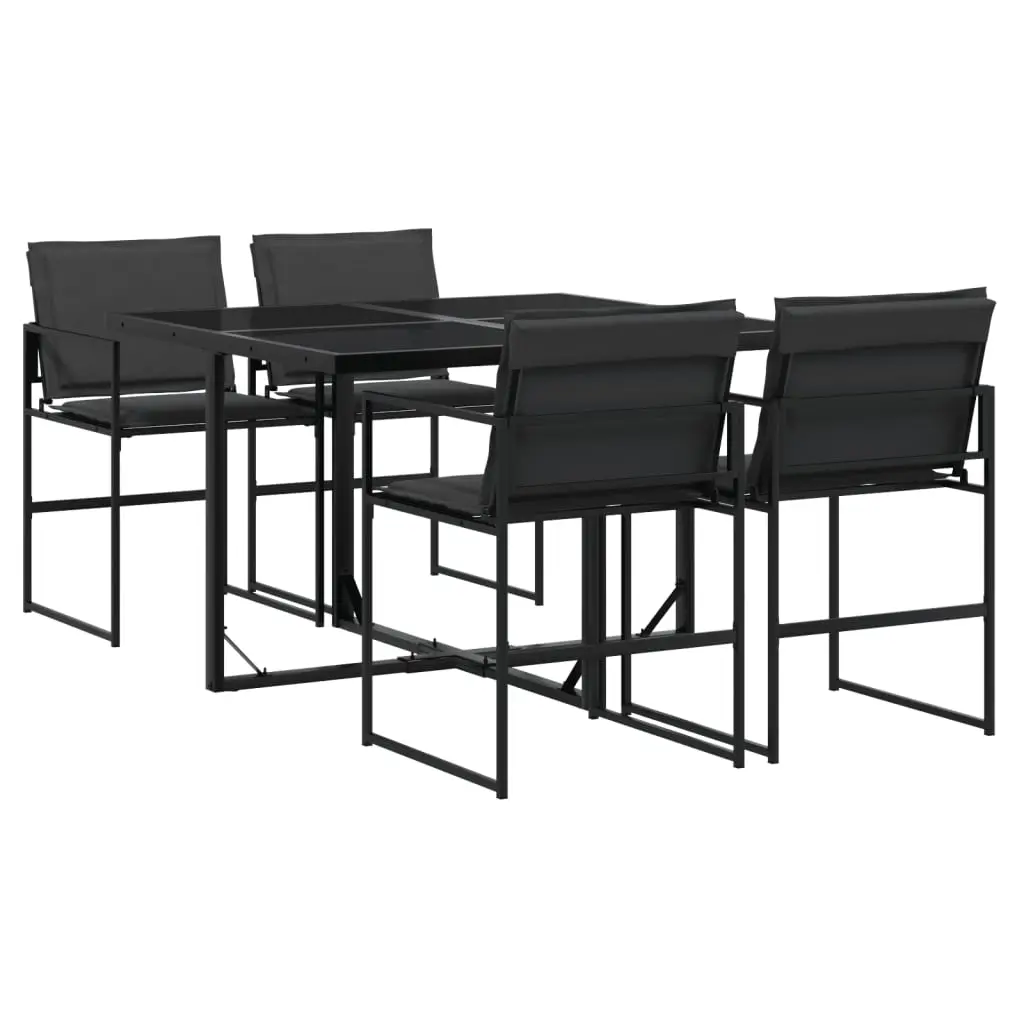 Ensemble de 5 pcs table de jardin et chaises avec coussins – mobilier de jardin noir textilène