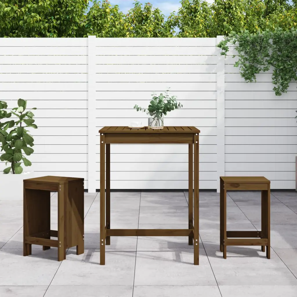 Ensemble de bar de jardin 3 pcs marron miel bois pin massif vidaXL 3157736