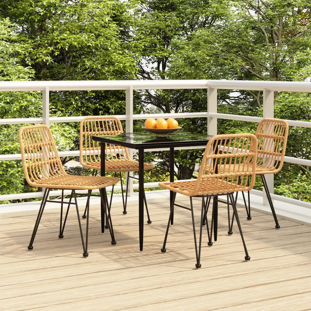 Ensemble de Jardin Dîner 4 Chaises en Polyrotin Brun et Table 80cm – ComfortXL Outdoor Living