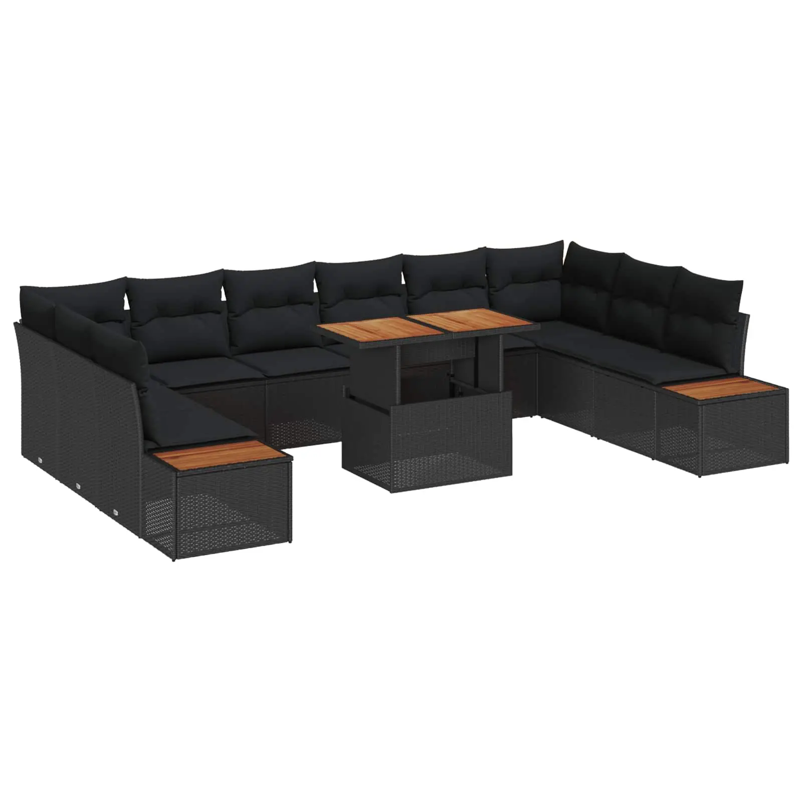 Ensemble de salle à manger pour jardin 11 pcs Noir et Marron vidaXL 3350105