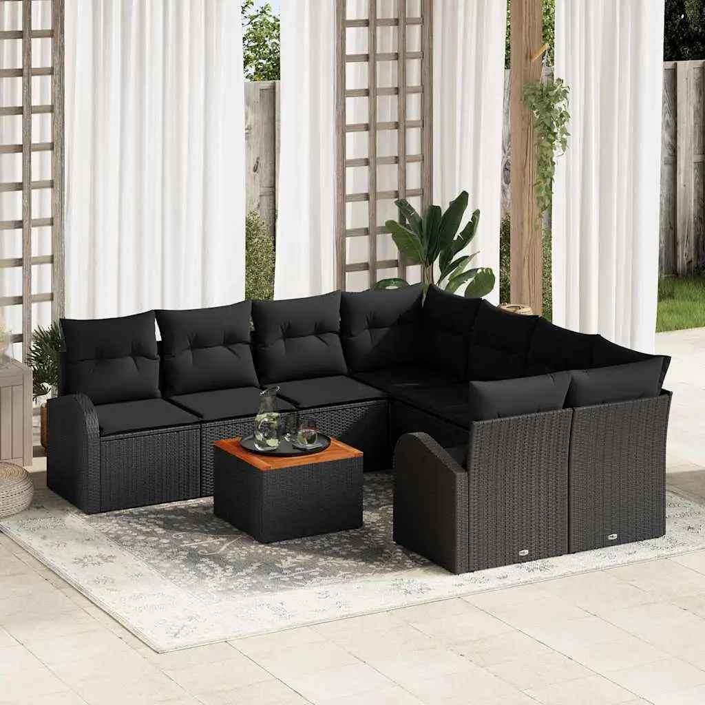 Ensemble de canapé de jardin avec stockage 9 pcs Noir polyrotin vidaXL 3356231