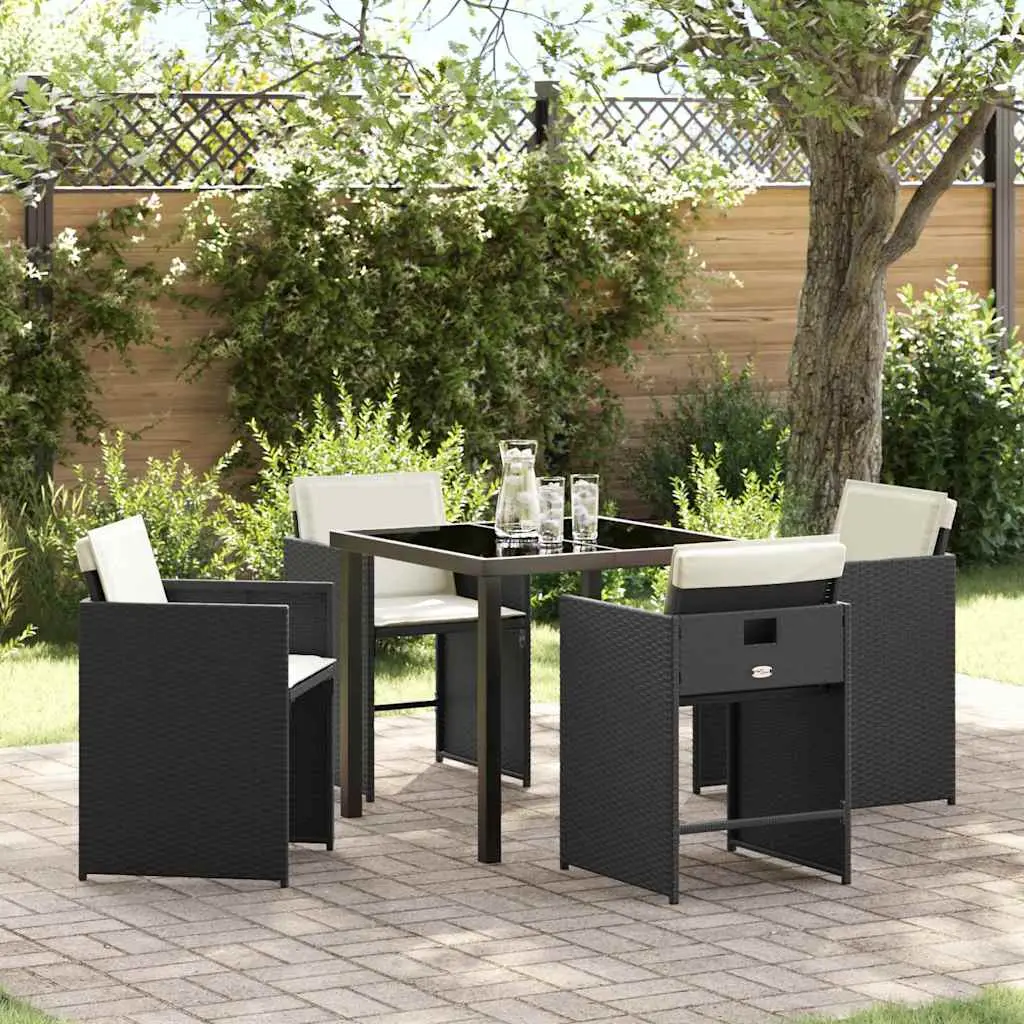 Ensemble de salle à manger pour jardin 5 pcs Noir polyrotin vidaXL 3380685