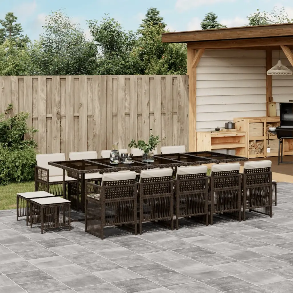 Ensemble de Jardin Grande Capacité 14 Places Marron, Table 275cm et Sièges Encastrables – ComfortXL Outdoor Living