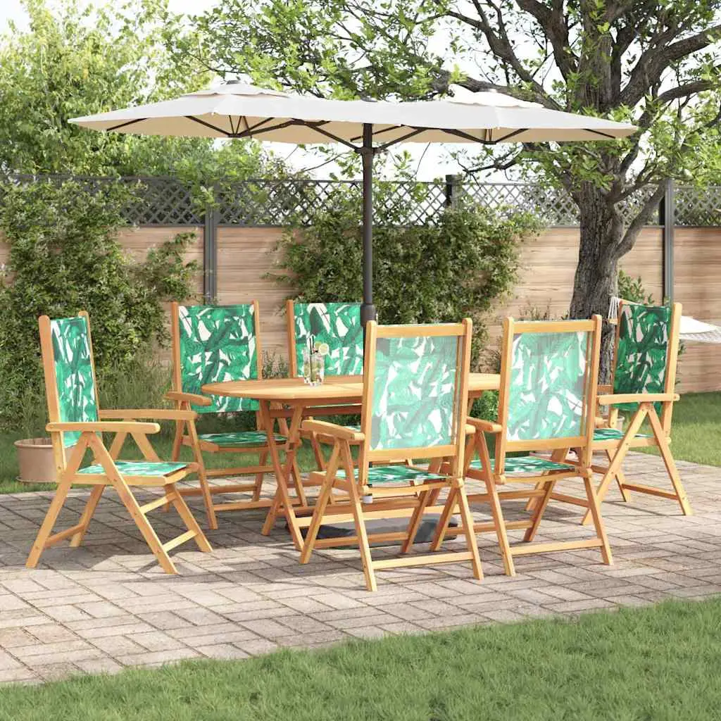 Ensemble de salle à manger pour jardin 7 pcs Motif feuille vidaXL 3375751