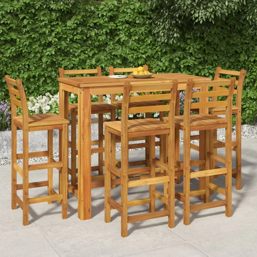 Ensemble de bar de jardin 7 pcs bois d’acacia solide vidaXL 3154397