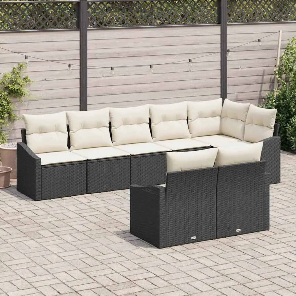 Ensemble de Canapés avec coussin 8 pcs Noir polyrotin vidaXL 3346767