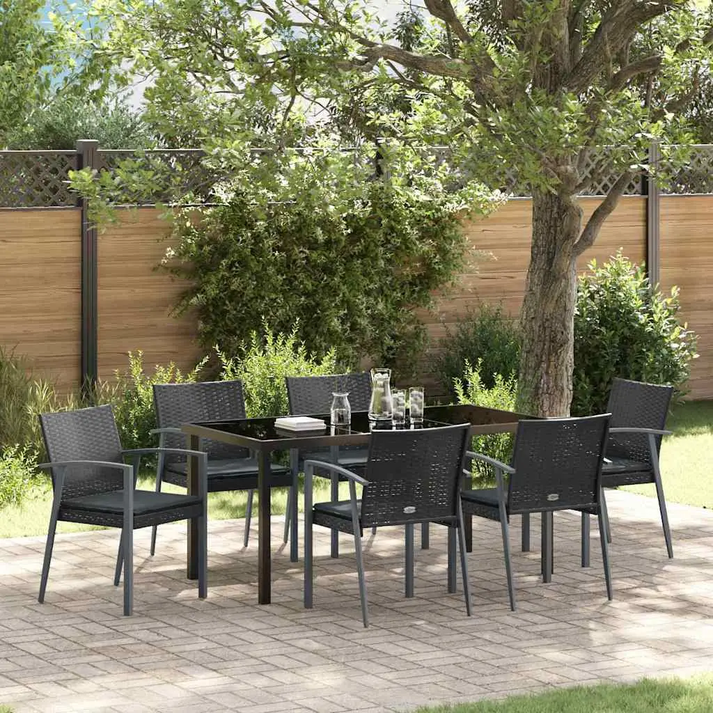 Ensemble de salle à manger pour jardin 7 pcs Noir et gris vidaXL 3379069