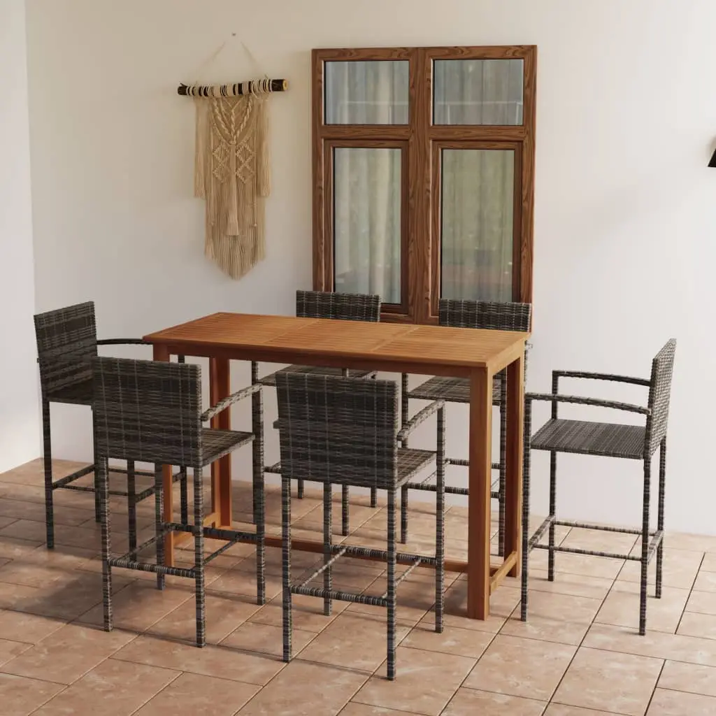 Ensemble de bar de jardin 7 pcs Gris vidaXL 3068018