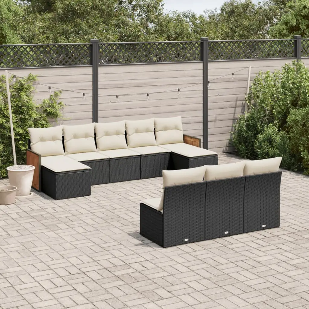 Ensemble de jardin modulable 10 places en résine tressée avec 2 poufs Coussins Crème – ComfortXL Outdoor Living