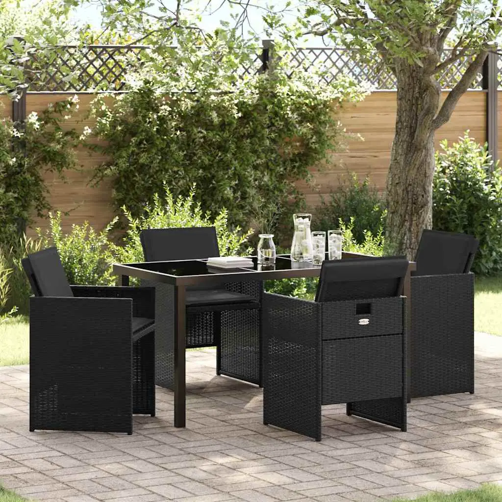 Ensemble de salle à manger pour jardin 5 pcs Noir polyrotin vidaXL 3380594