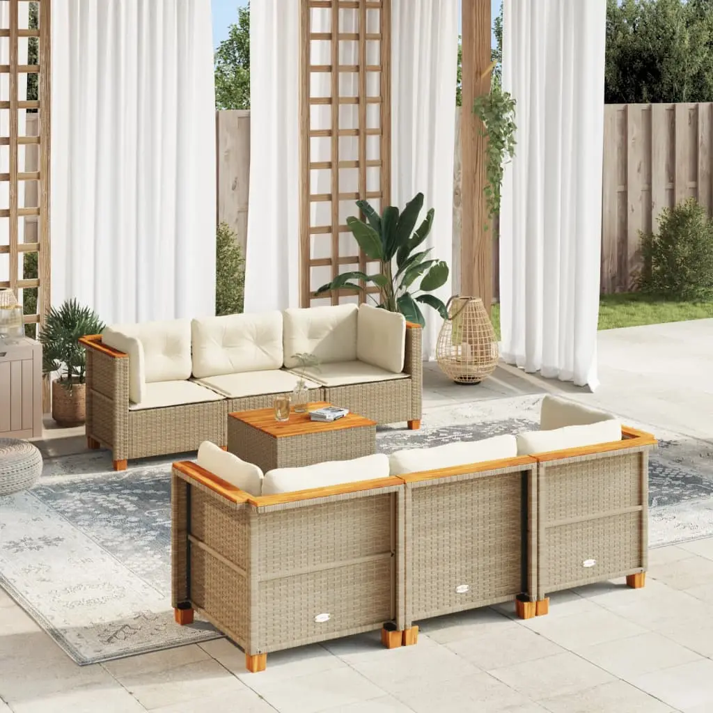 Ensemble Canapés de Jardin 7 Pièces en Résine Tressée Modulable et Confort Beige – ComfortXL Outdoor Living