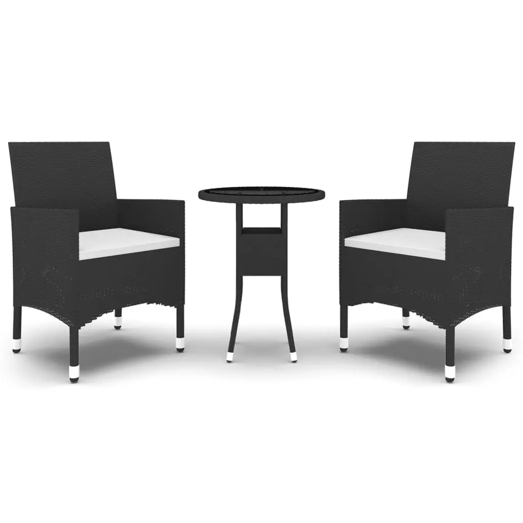 Ensemble de 3 pcs table de jardin avec chaises – mobilier de jardin Résine tressée Noir-JU2345