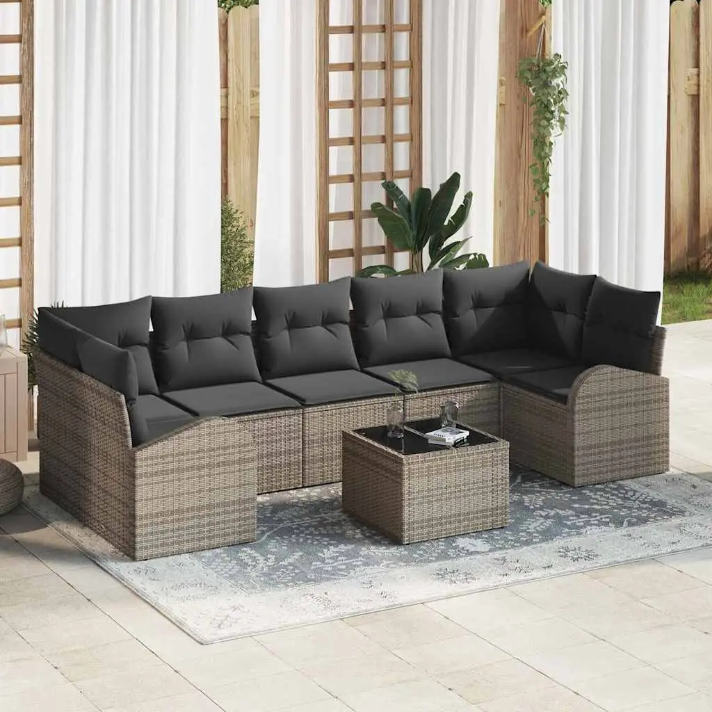 Ensemble de canapé de jardin Gris 55 x 55 x 37 cm polyrotin vidaXL 3345959