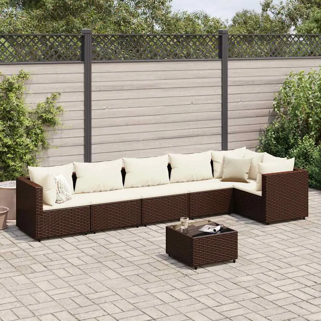 Ensemble de jardin 7 places résine tressée marron modulable table incluse – ComfortXL Outdoor Living