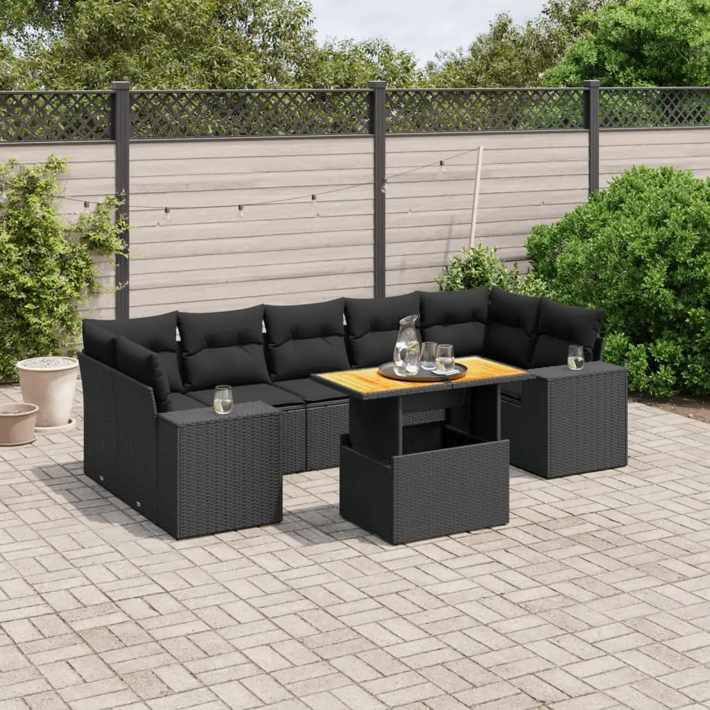 Ensemble de jardin modulable 8 pcs résine tressée Noir avec table-haute pour terrasse – ComfortXL Outdoor Living
