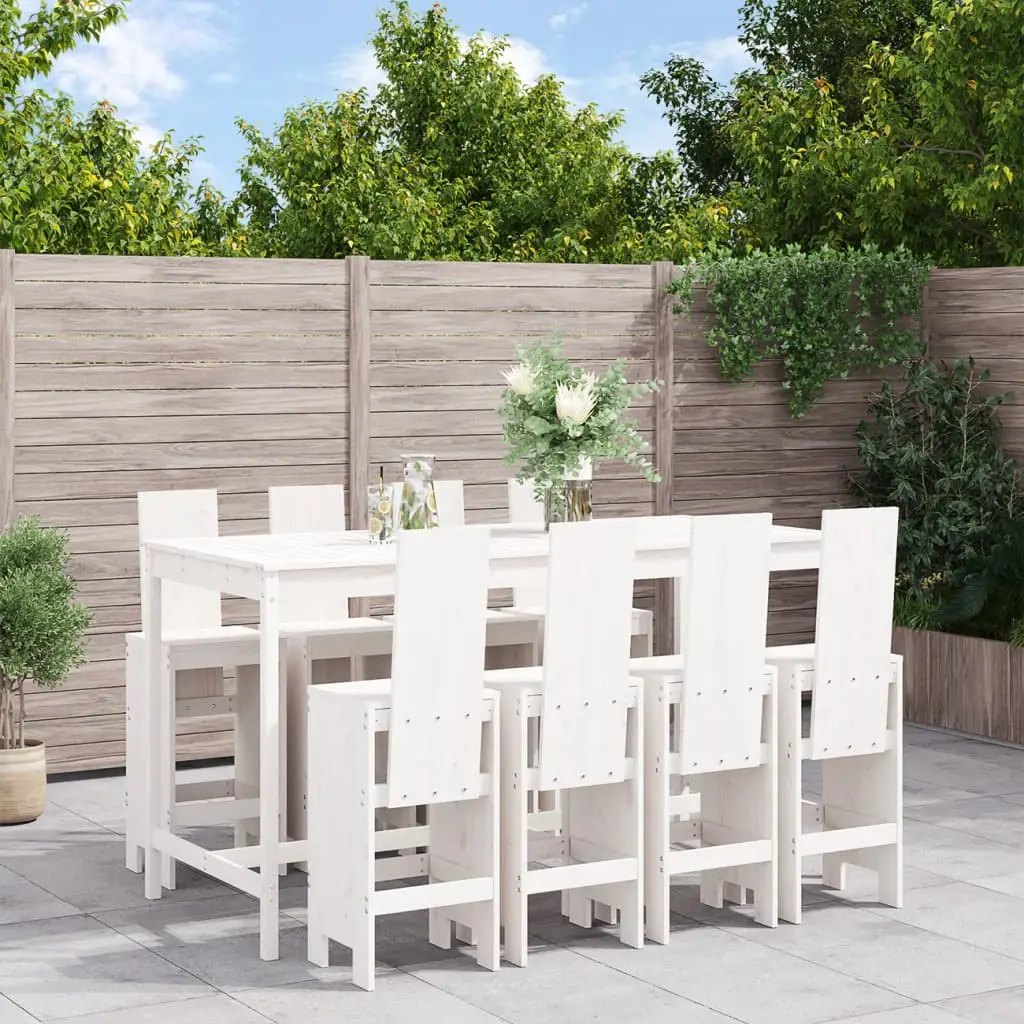 Ensemble de bar de jardin 9 pcs blanc bois de pin massif vidaXL 3157788