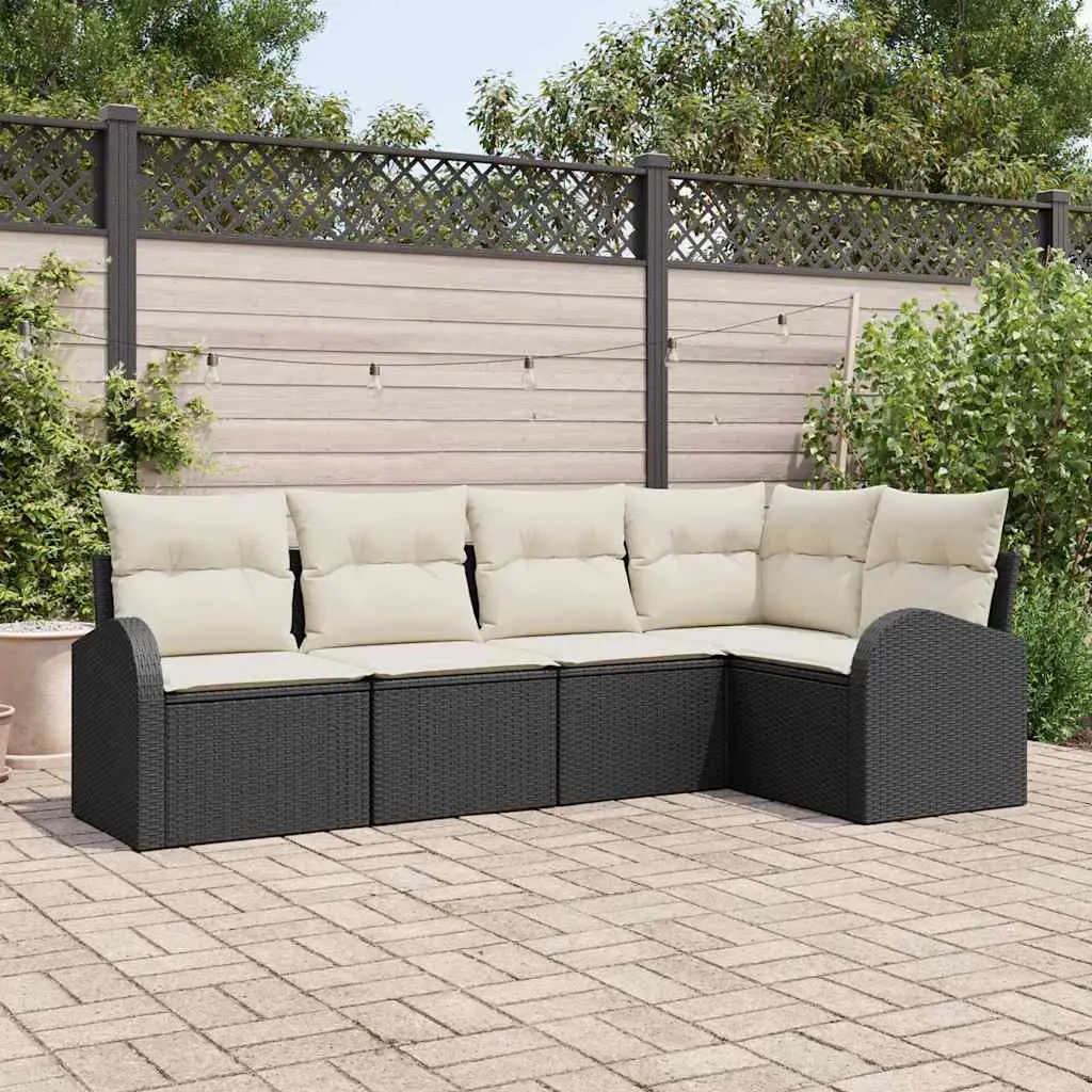 Ensemble de Canapés avec coussin 5 pcs Noir Polyester vidaXL 3346037