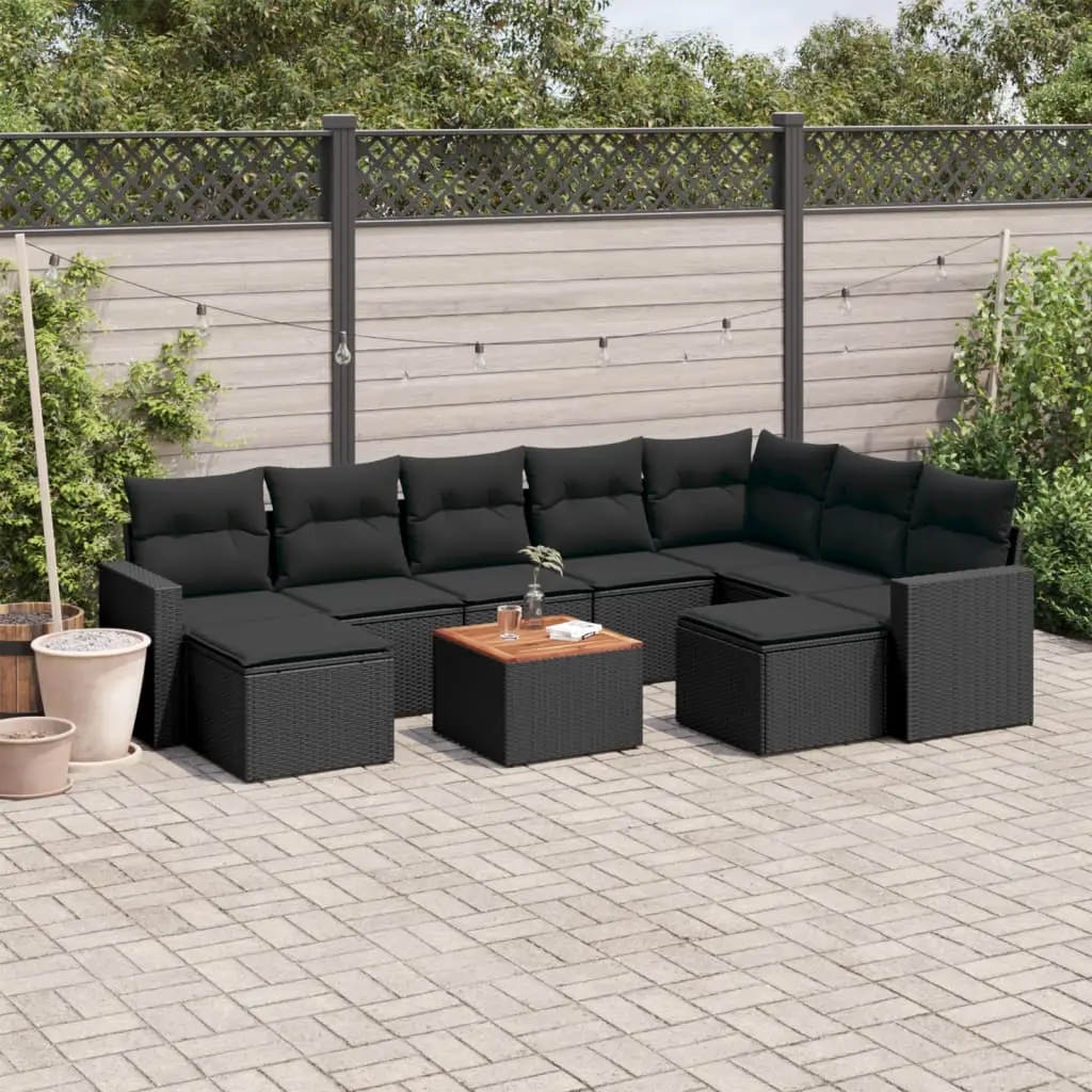 Ensemble de Jardin Modulable 10 Pièces Résine Tressée Noire avec Repose-pieds Inclus – ComfortXL Outdoor Living