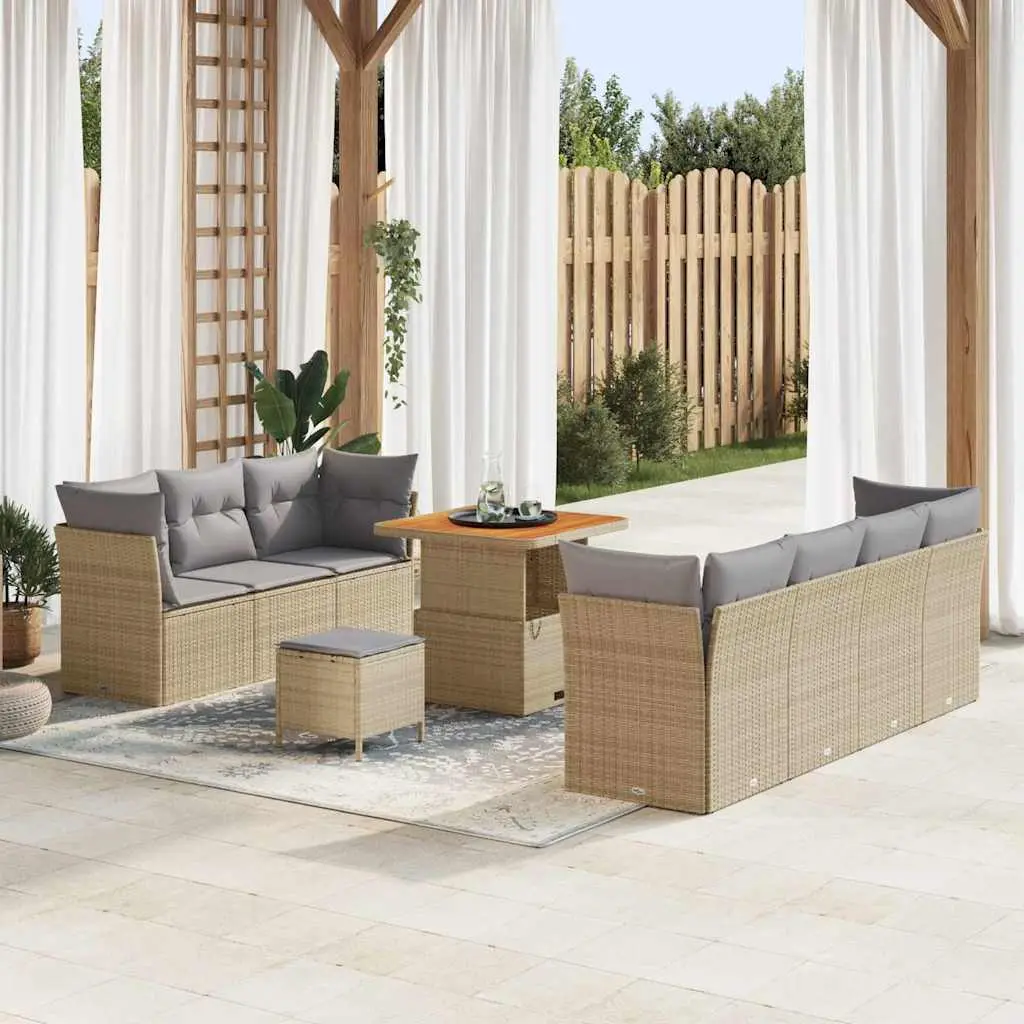 Ensemble Canapé Jardin 10 Pièces Résine Tressée Beige Coussins Épais Coffres Rangement – ComfortXL Outdoor Living