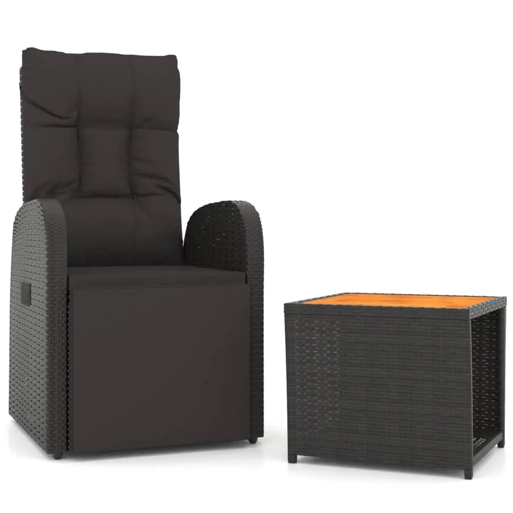 Ensemble de 2 pcs salon de jardin – Mobilier d’extérieur – Mobilier de jardin noir poly rotin et acacia