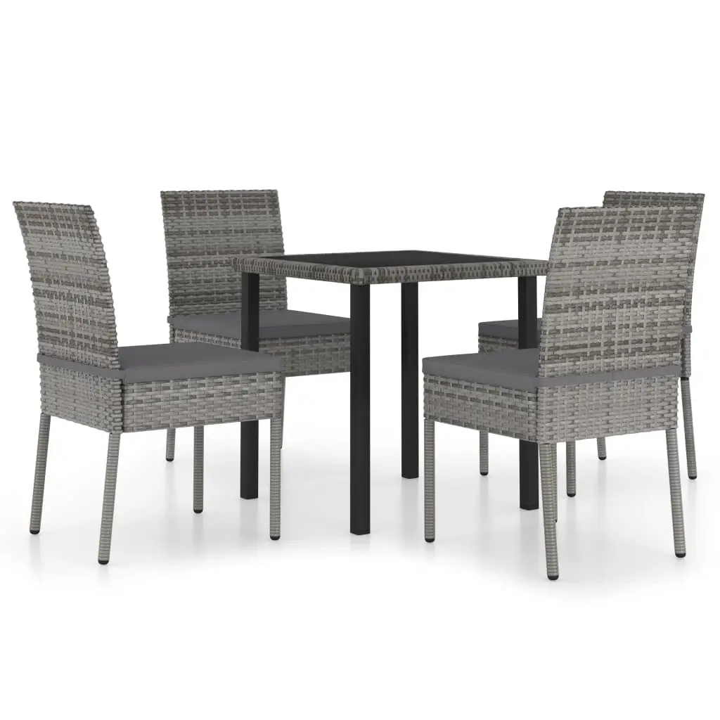 Ensemble de 5 pcs table de jardin avec chaises – mobilier de jardin Résine tressée Gris-JU2356