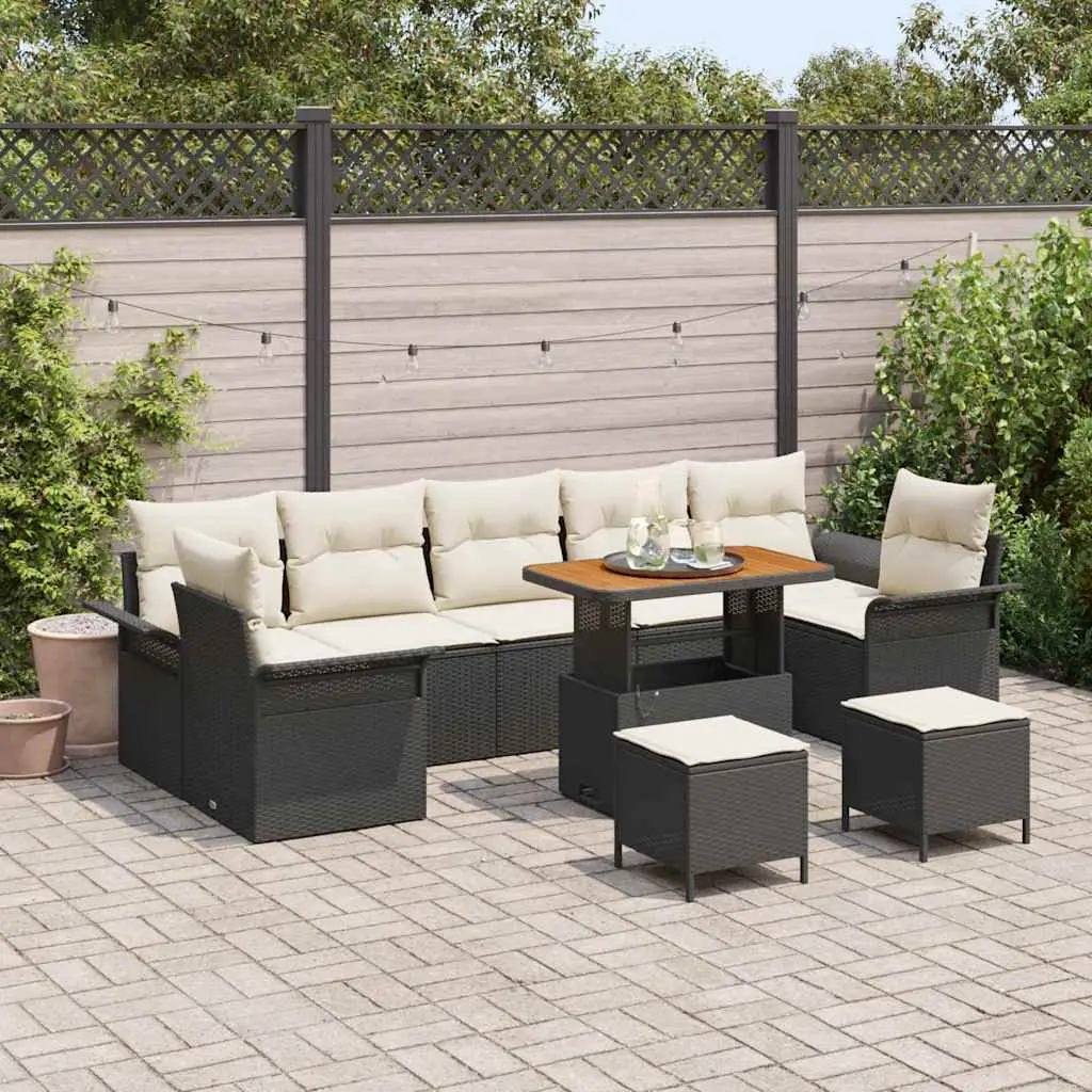 Ensemble Canapé de Jardin 9 Places Résine Tressée Réglable Extérieur Noir – ComfortXL Outdoor Living