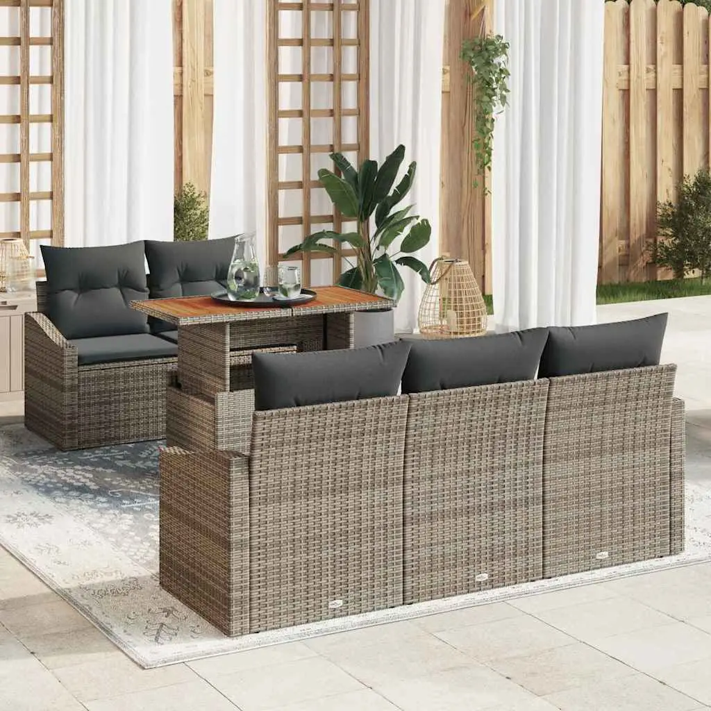 Ensemble de salle à manger pour jardin 6 pcs Gris et marron vidaXL 3349775