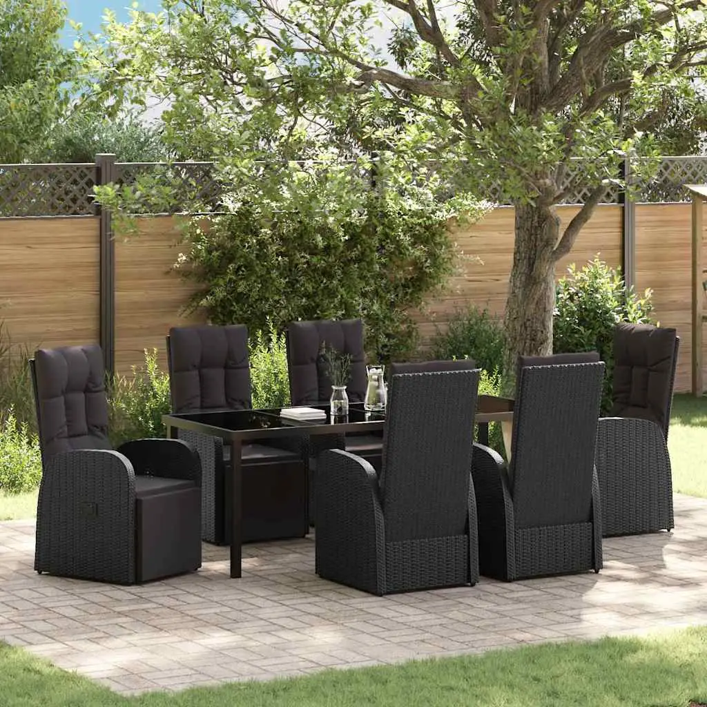 Ensemble de salle à manger pour jardin 7 pcs Noir polyrotin vidaXL 3379518