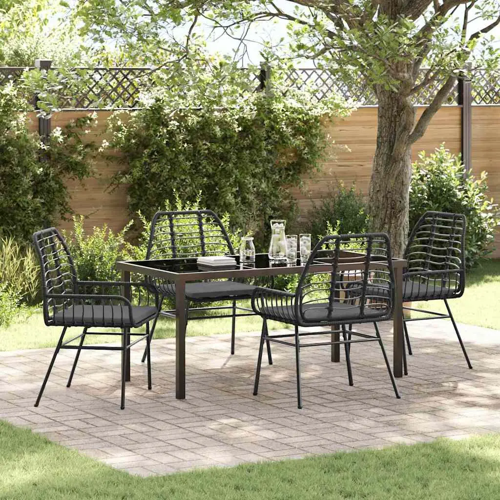 Ensemble de salle à manger pour jardin 5 pcs Noir polyrotin vidaXL 3380858 Noir et gris foncé