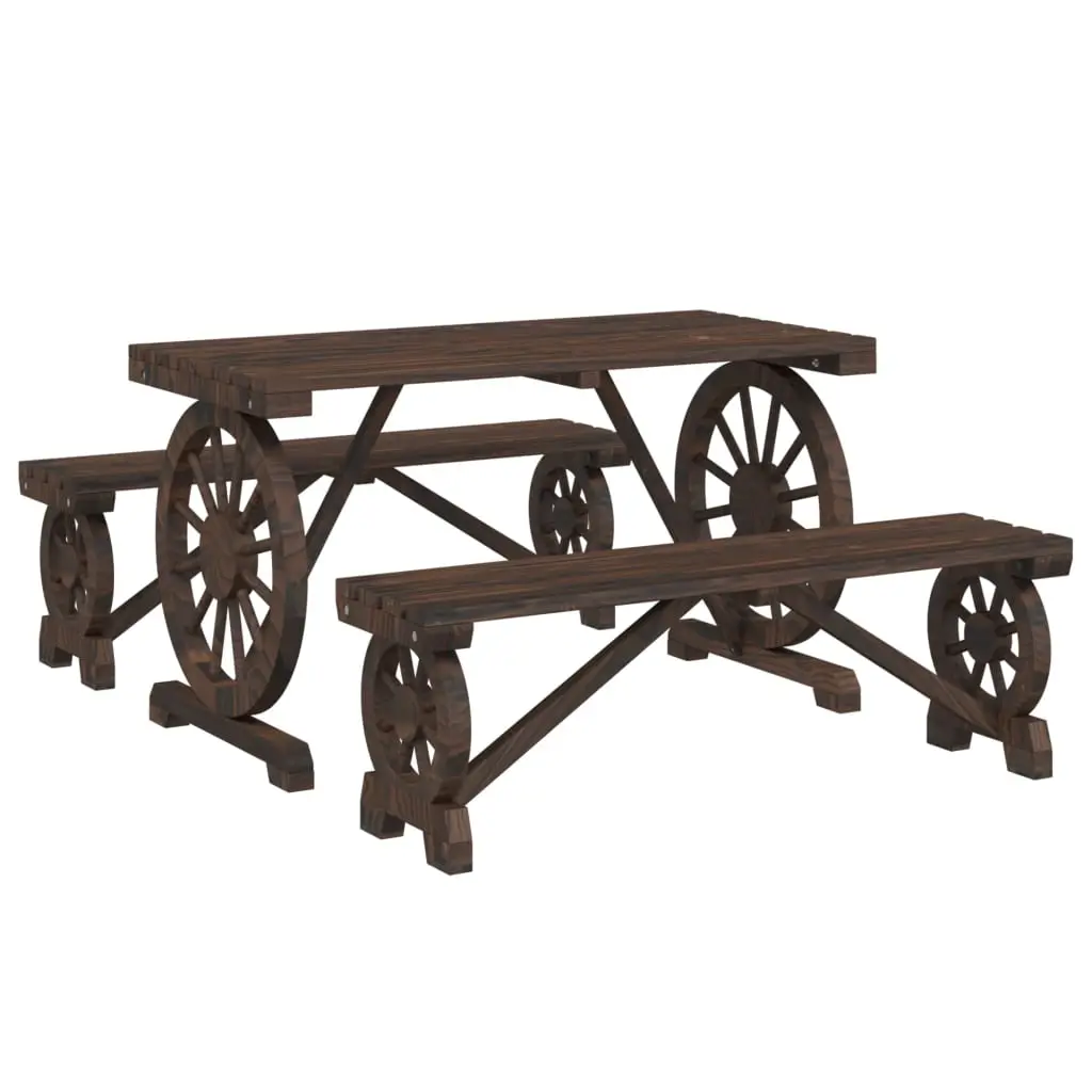 Ensemble de 3 pcs table de jardin avec chaises – mobilier de jardin bois de sapin massif-JU2653