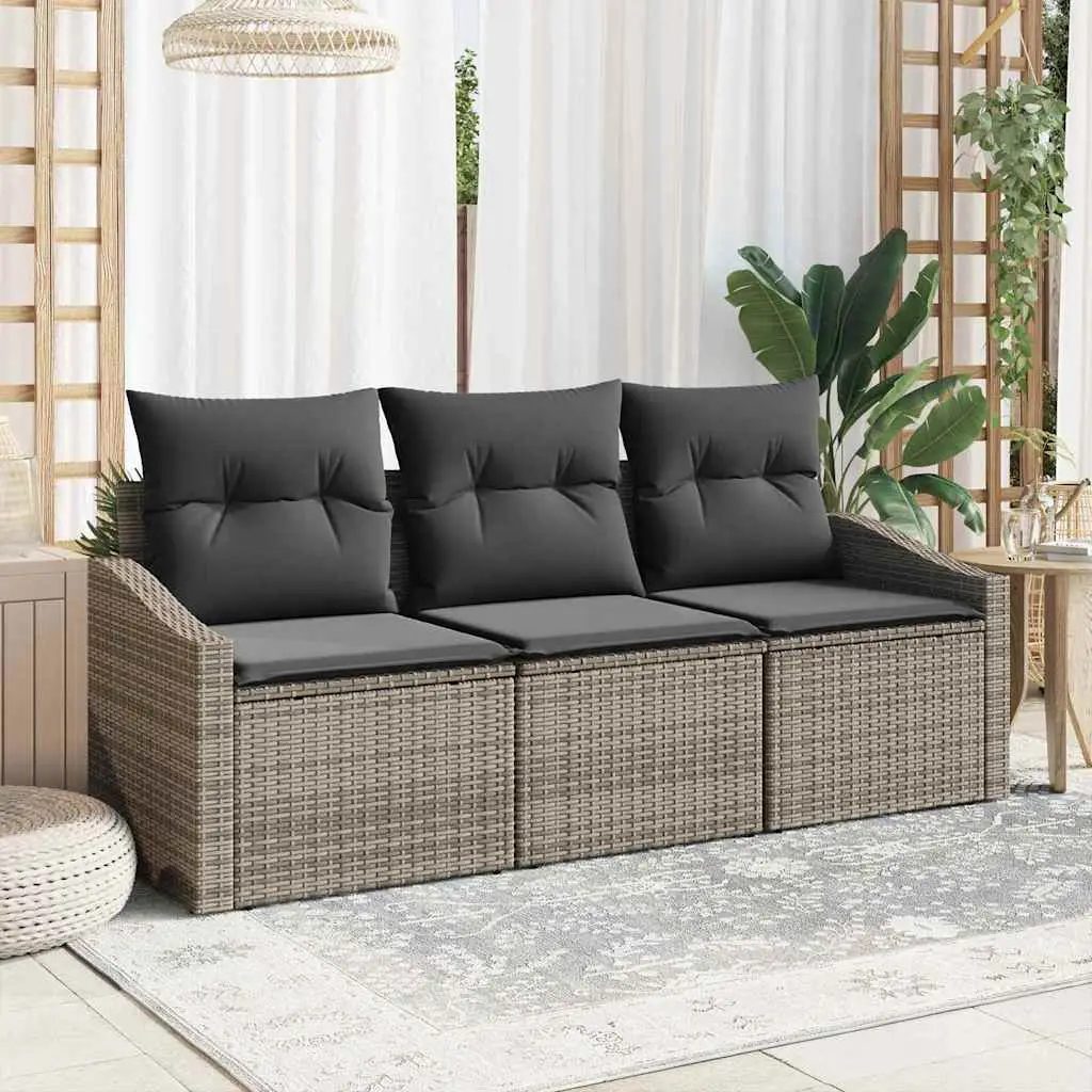 Ensemble de Canapés avec coussin 3 pcs Gris polyrotin vidaXL 3346579