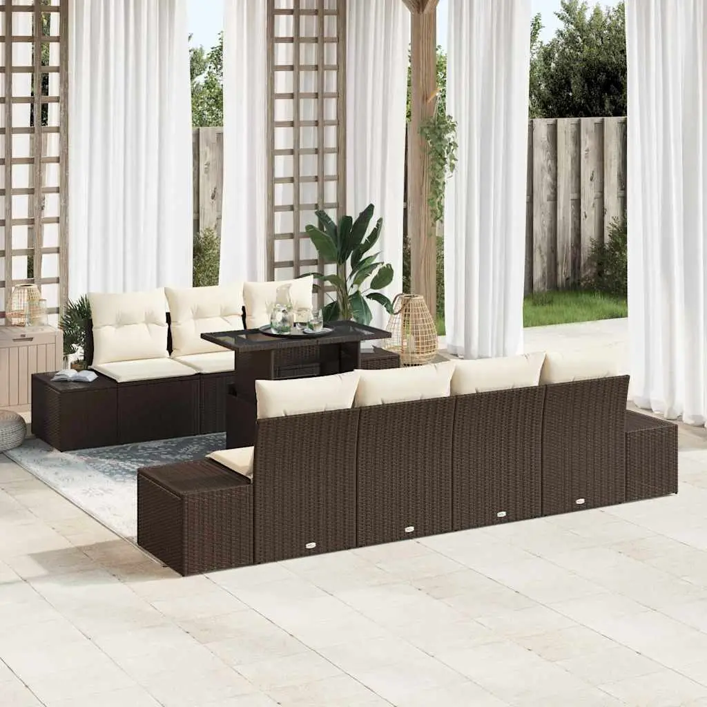 Ensemble de Canapés 8 pcs Marron et Crème polyrotin vidaXL 3349124