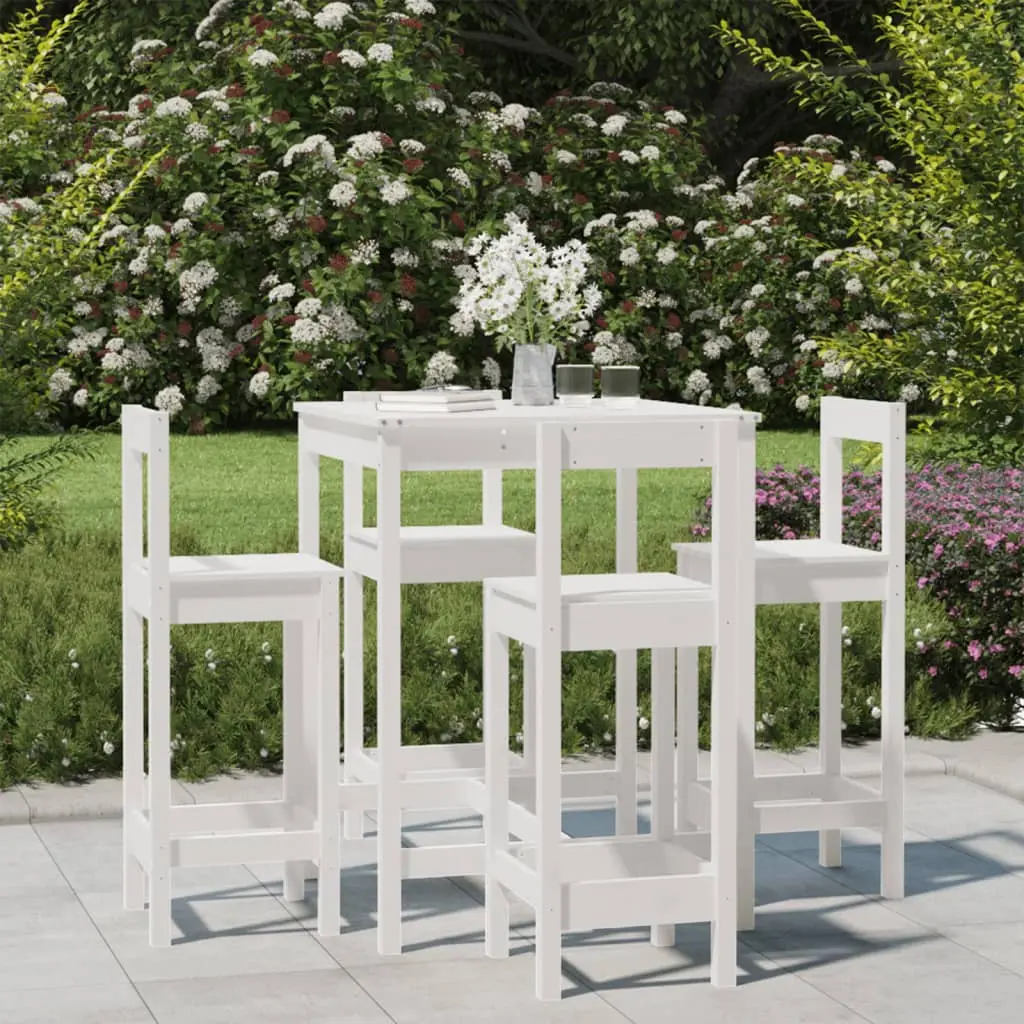 Ensemble de bar de jardin 5 pcs blanc bois massif de pin vidaXL 3154741