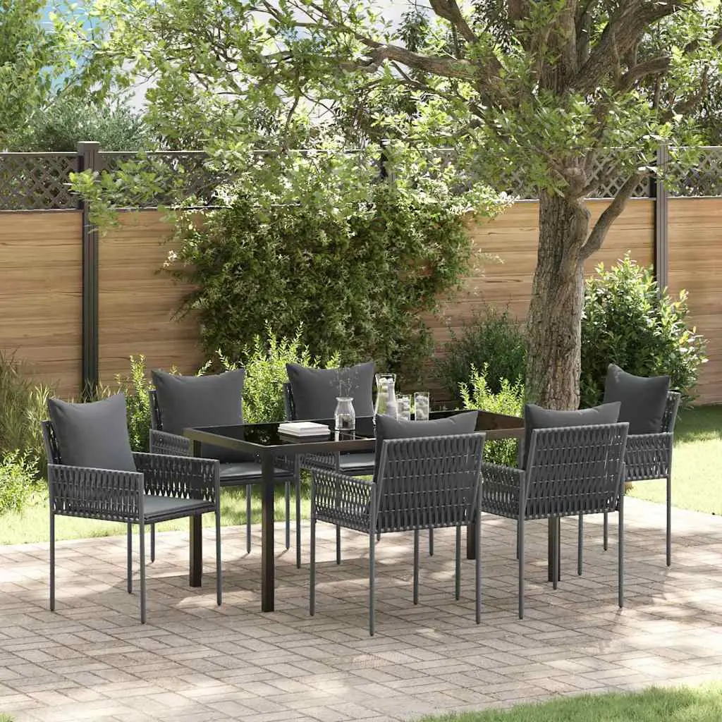 Ensemble de salle à manger pour jardin 7 pcs Noir et gris vidaXL 3379104