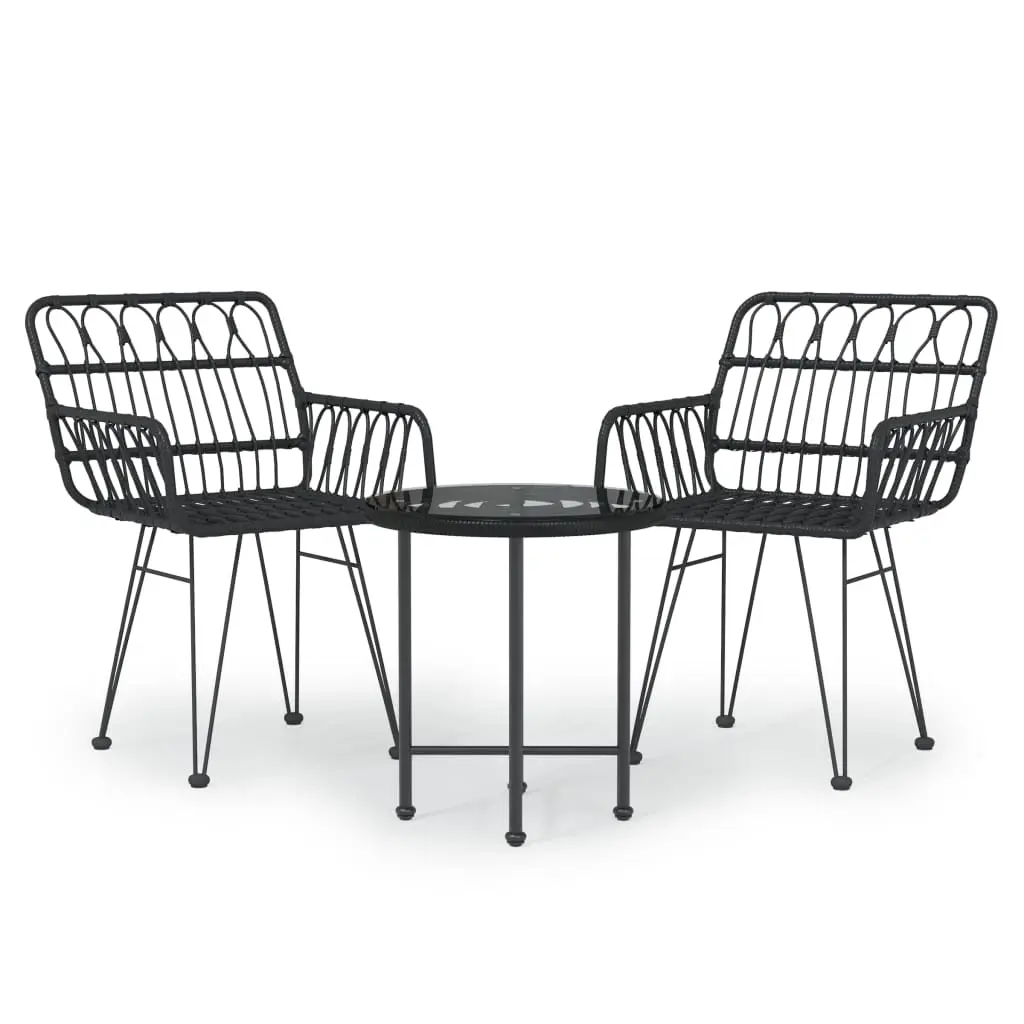 Ensemble de 3 pcs table de jardin avec chaises – mobilier de jardin Noir Résine tressée-JU2430