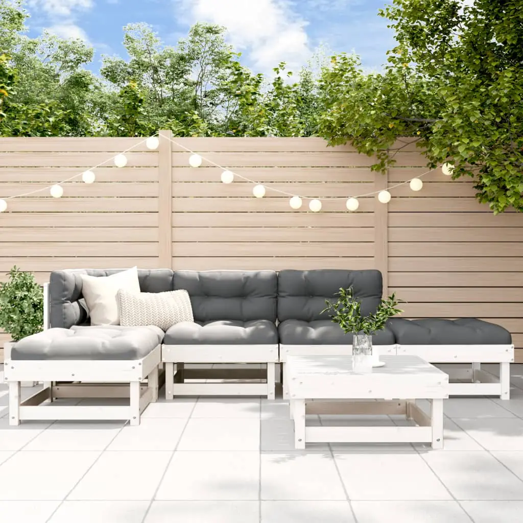 Ensemble Canapé Modulable Extérieur Pin Massif Blanc 6 Pièces Design Latté Moderne et Confortable – ComfortXL Outdoor Living