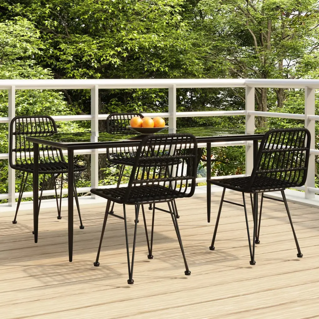 Ensemble de Jardin Noir pour 4 Personnes, Table 160x80cm et Chaises Aspect Rotin – ComfortXL Outdoor Living