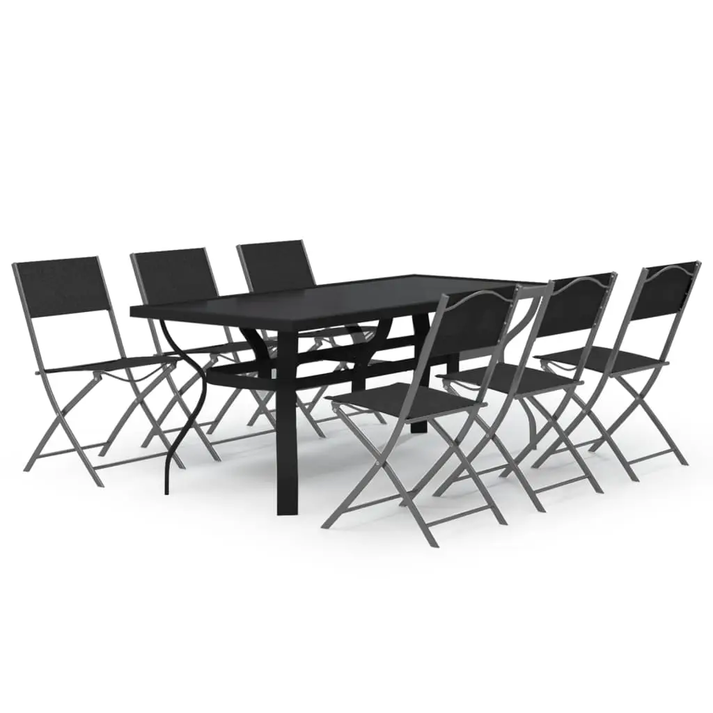Ensemble de 7 pcs table de jardin avec chaises – mobilier de jardin Gris et noir
