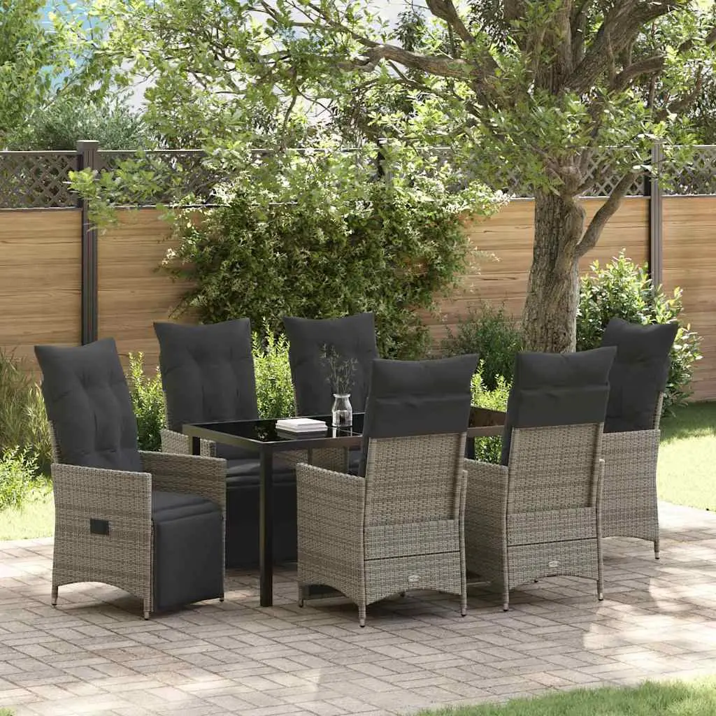 Ensemble de salle à manger pour jardin 7 pcs Gris polyrotin vidaXL 3379580