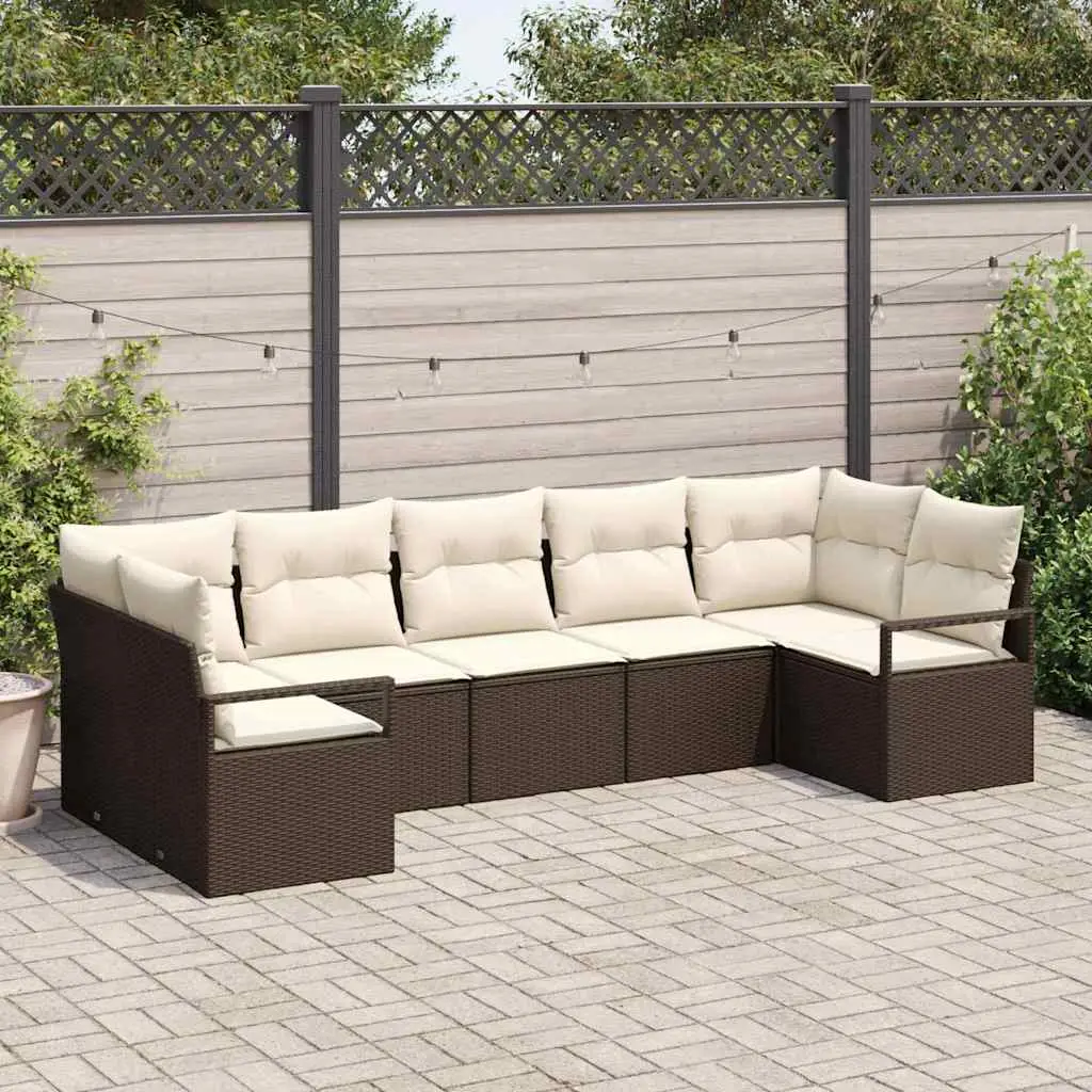 Ensemble de Canapés avec coussin 7 pcs Marron polyrotin vidaXL 3346528